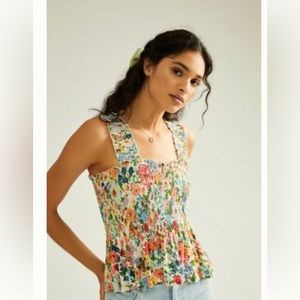 Anthropologie Smocked Babydoll Top XS